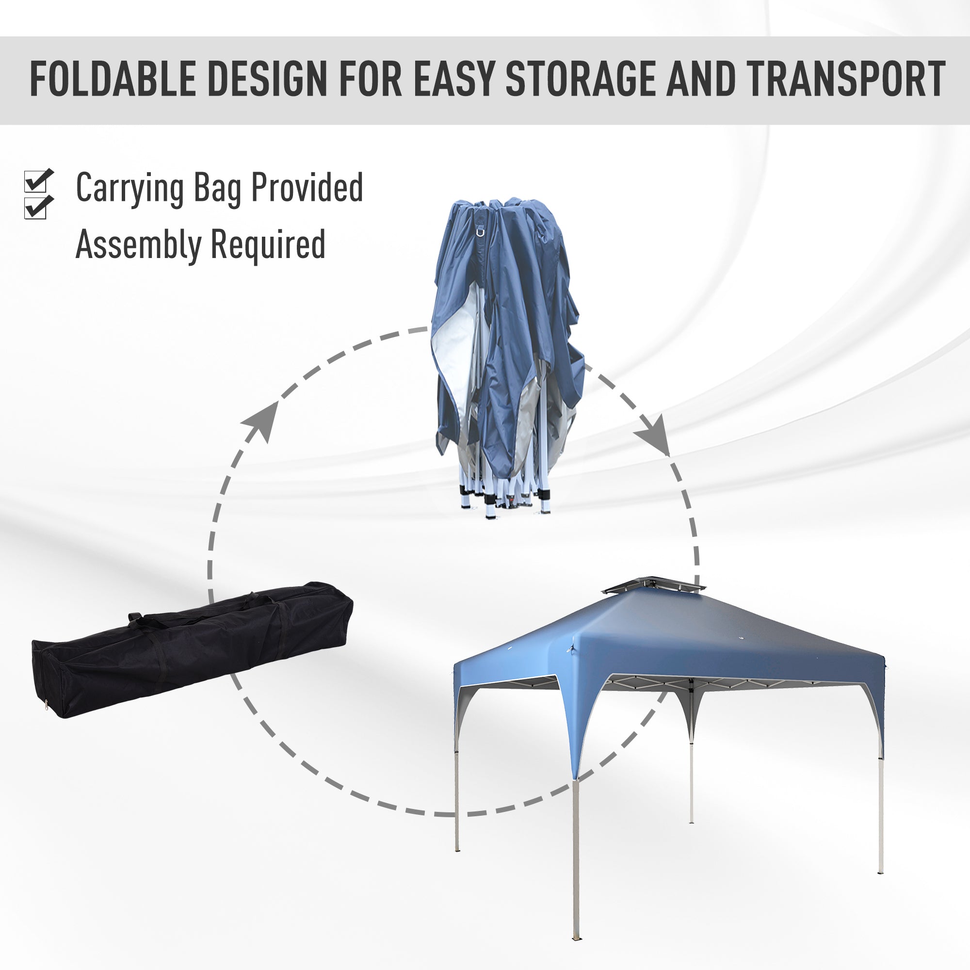 10'x10' Pop Up Canopy, Easy Set Up Party Tent with 2 Tier Vented Roof and Carrying Bag for Outdoor, Garden, Camping, Blue Pop Up Canopies at Gallery Canada