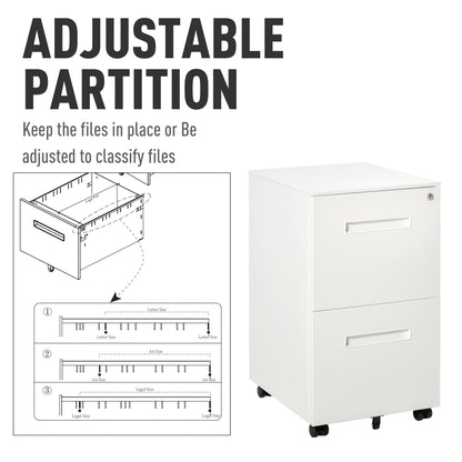 File Cabinet, Vertical Filing Cabinet with Adjustable Partition for A4 Letter Size, Lockable for Office, White Office Cabinets & Cupboards   at Gallery Canada