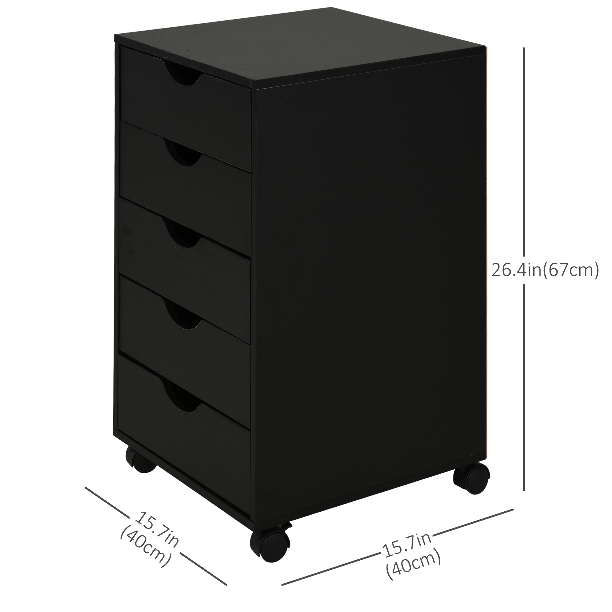 File Cabinet with 5 Drawer Wheels, 15.7