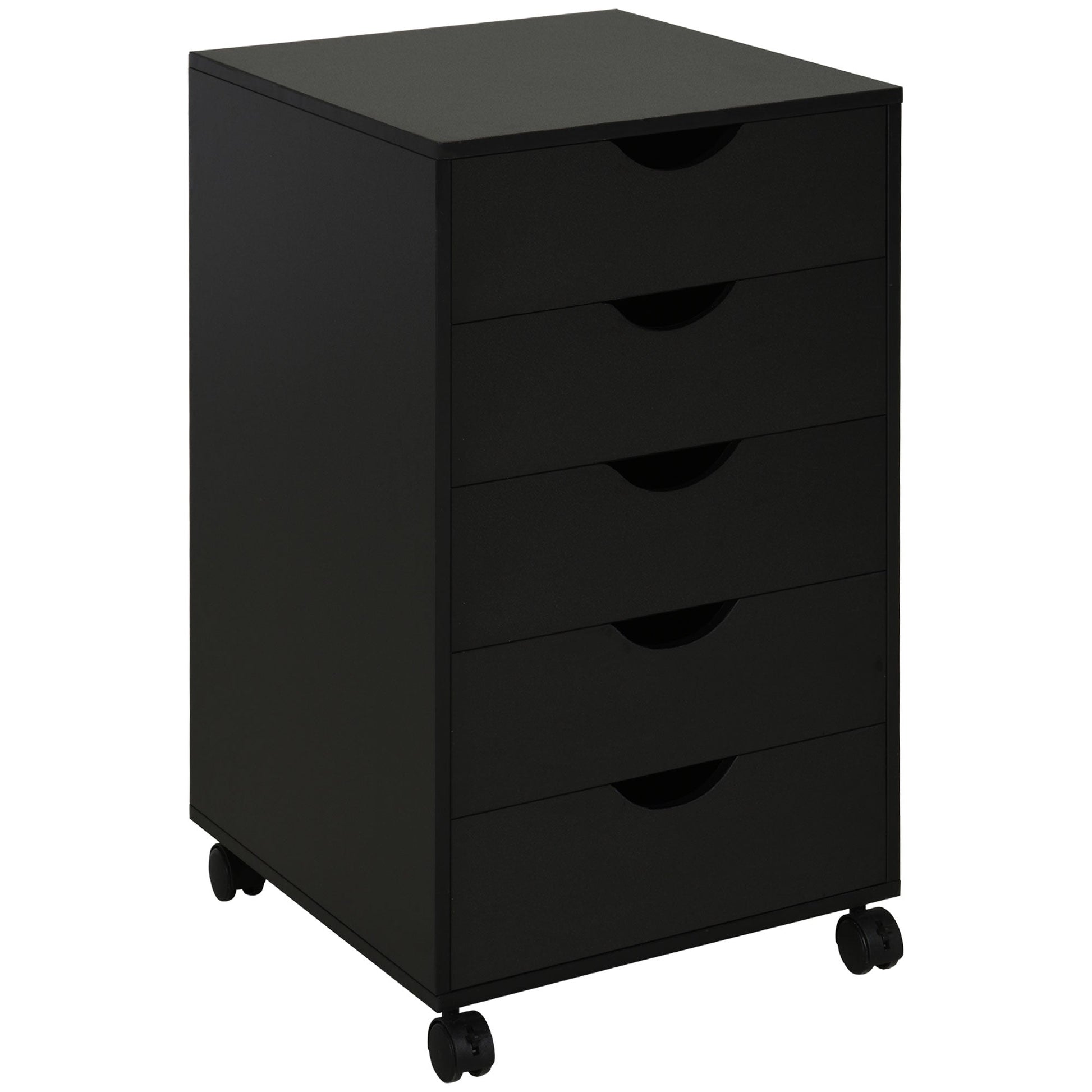 File Cabinet with 5 Drawer Wheels, 15.7" x 15.7" x 26.4", Black Office Cabinets & Cupboards Black  at Gallery Canada