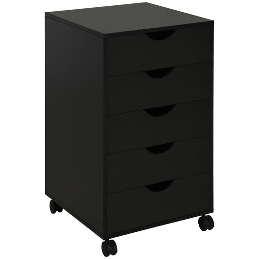 File Cabinet with 5 Drawer Wheels, 15.7" x 15.7" x 26.4", Black - Gallery Canada