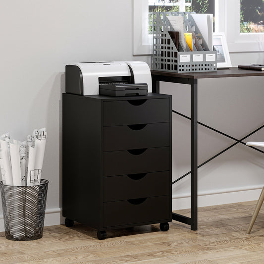 File Cabinet with 5 Drawer Wheels, 15.7" x 15.7" x 26.4", Black - Gallery Canada