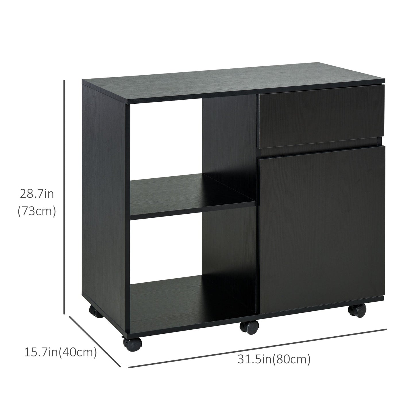 Filing Cabinet, Mobile Printer Stand with Open Storage Shelves, Drawer and Cabinet for Home Office, Black Office Cabinets & Cupboards   at Gallery Canada