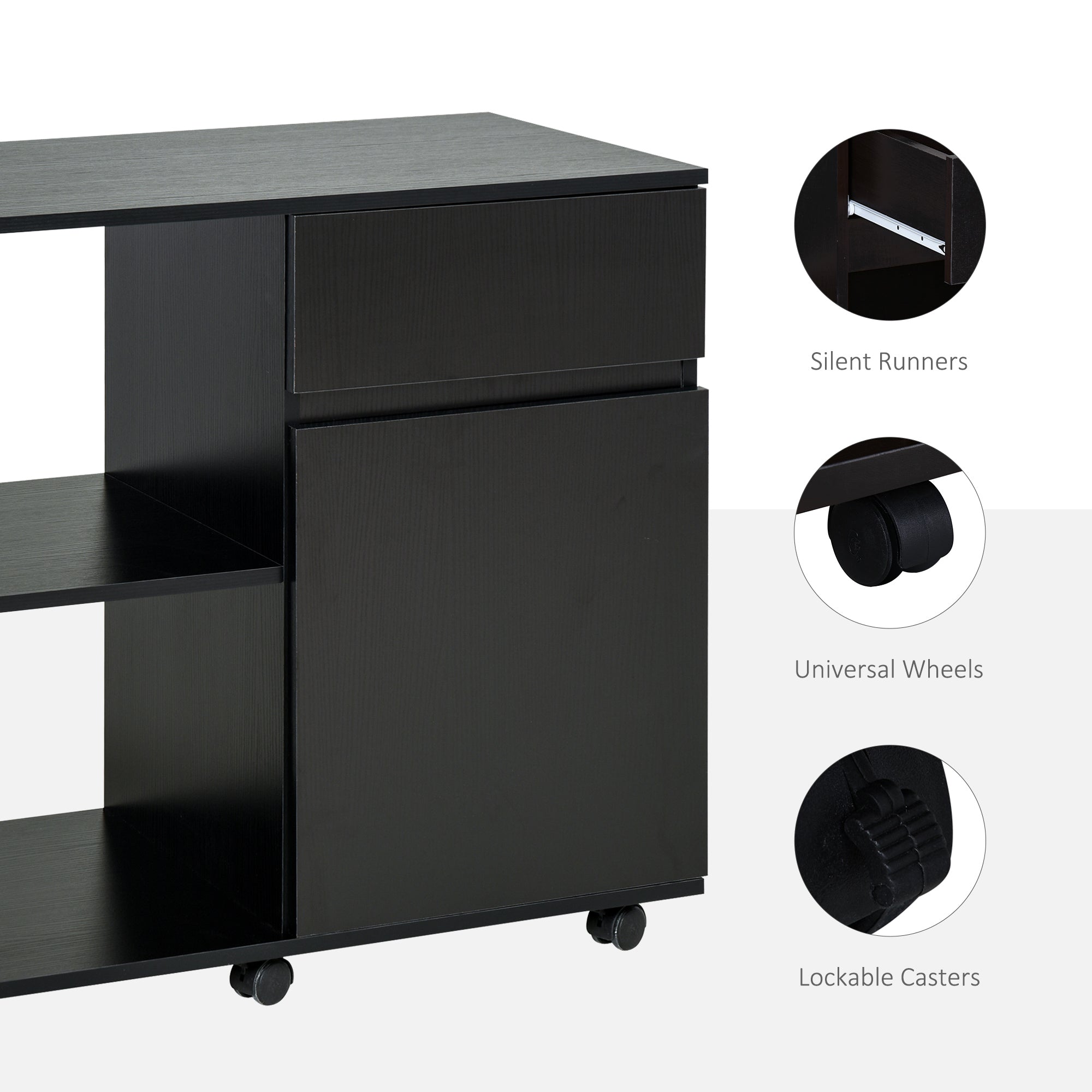 Filing Cabinet, Mobile Printer Stand with Open Storage Shelves, Drawer and Cabinet for Home Office, Black Office Cabinets & Cupboards   at Gallery Canada