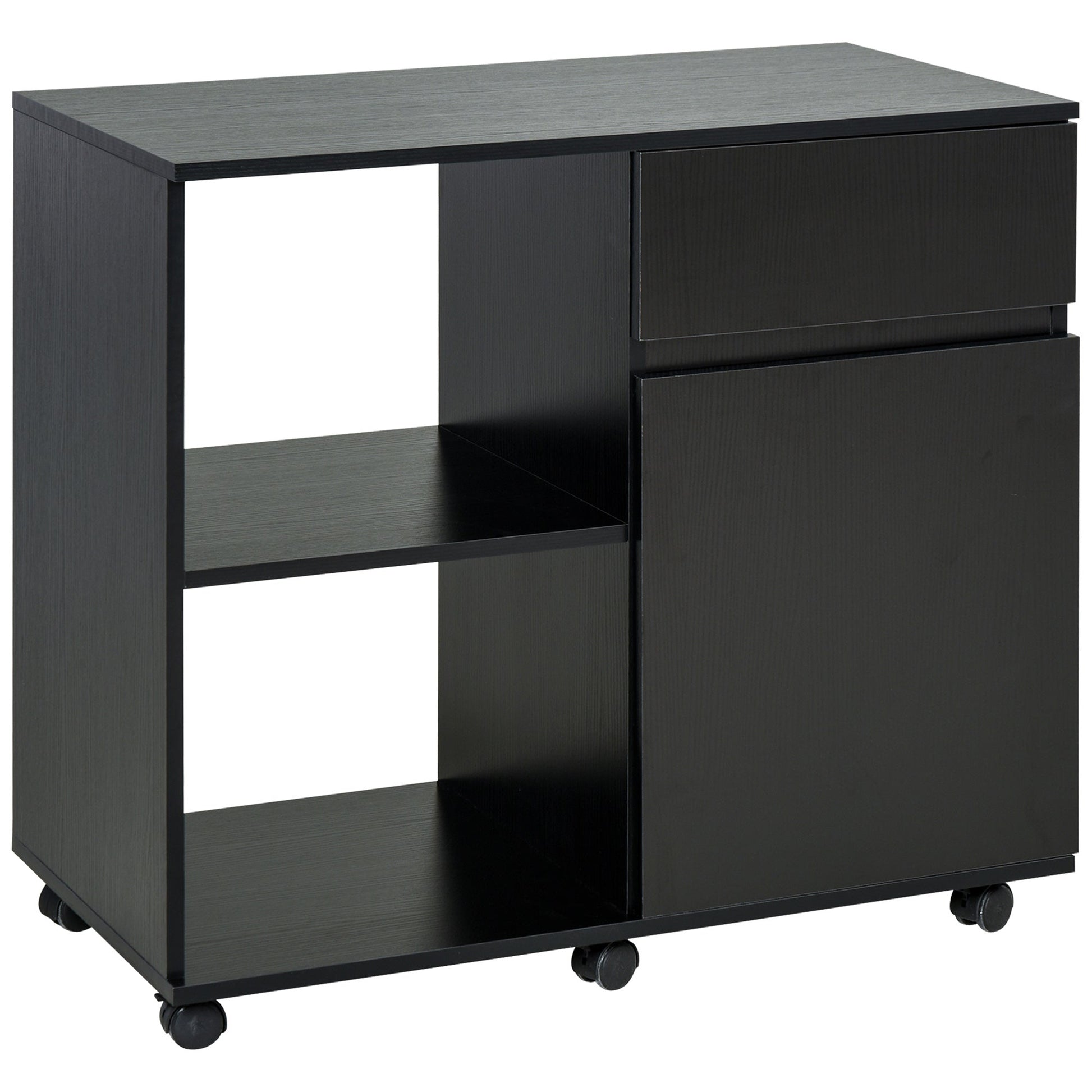 Filing Cabinet, Mobile Printer Stand with Open Storage Shelves, Drawer and Cabinet for Home Office, Black Office Cabinets & Cupboards Black  at Gallery Canada