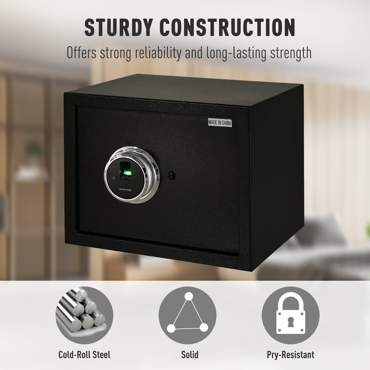 Fingerprint Electronic Security Safe Box, 0.95 Cubic Feet Cabinets, with 2 Emergency Keys, Removable Shelf, Great for Home, Hotel, Office, Black Safes Multi Colour  at Gallery Canada