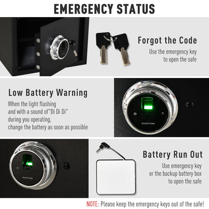 Fingerprint Electronic Security Safe Box, 0.95 Cubic Feet Cabinets, with 2 Emergency Keys, Removable Shelf, Great for Home, Hotel, Office, Black Safes   at Gallery Canada