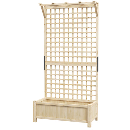 Wood Planter with Trellis for Vine Climbing, Raised Garden Bed, Privacy Screen for Backyard, Patio, Deck, Natural Wood Raised Garden Beds at Gallery Canada