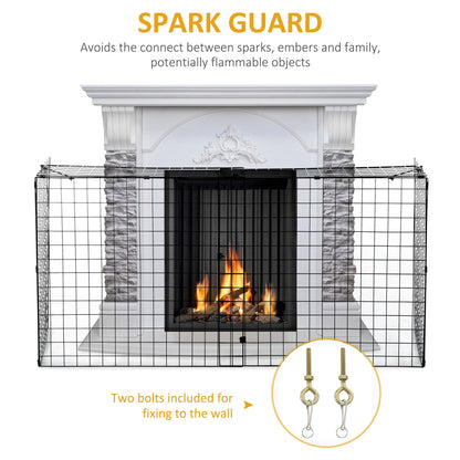 Fireplace Screen, Extendable Fire Spark Guard Cover with Metal Mesh for Living Room Home Decor, Black Fireplace Screens   at Gallery Canada