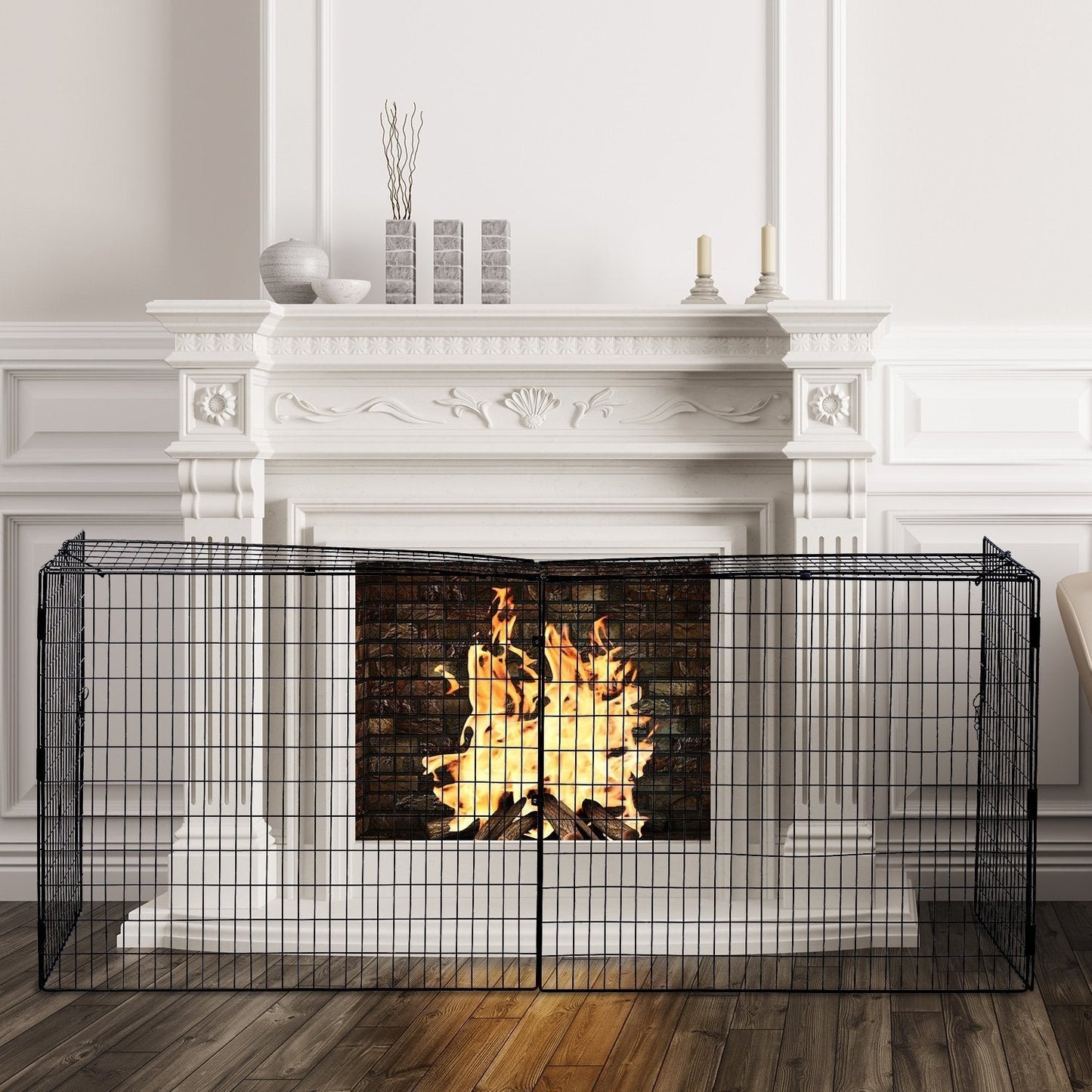 Fireplace Screen, Extendable Fire Spark Guard Cover with Metal Mesh for Living Room Home Decor, Black Fireplace Screens   at Gallery Canada