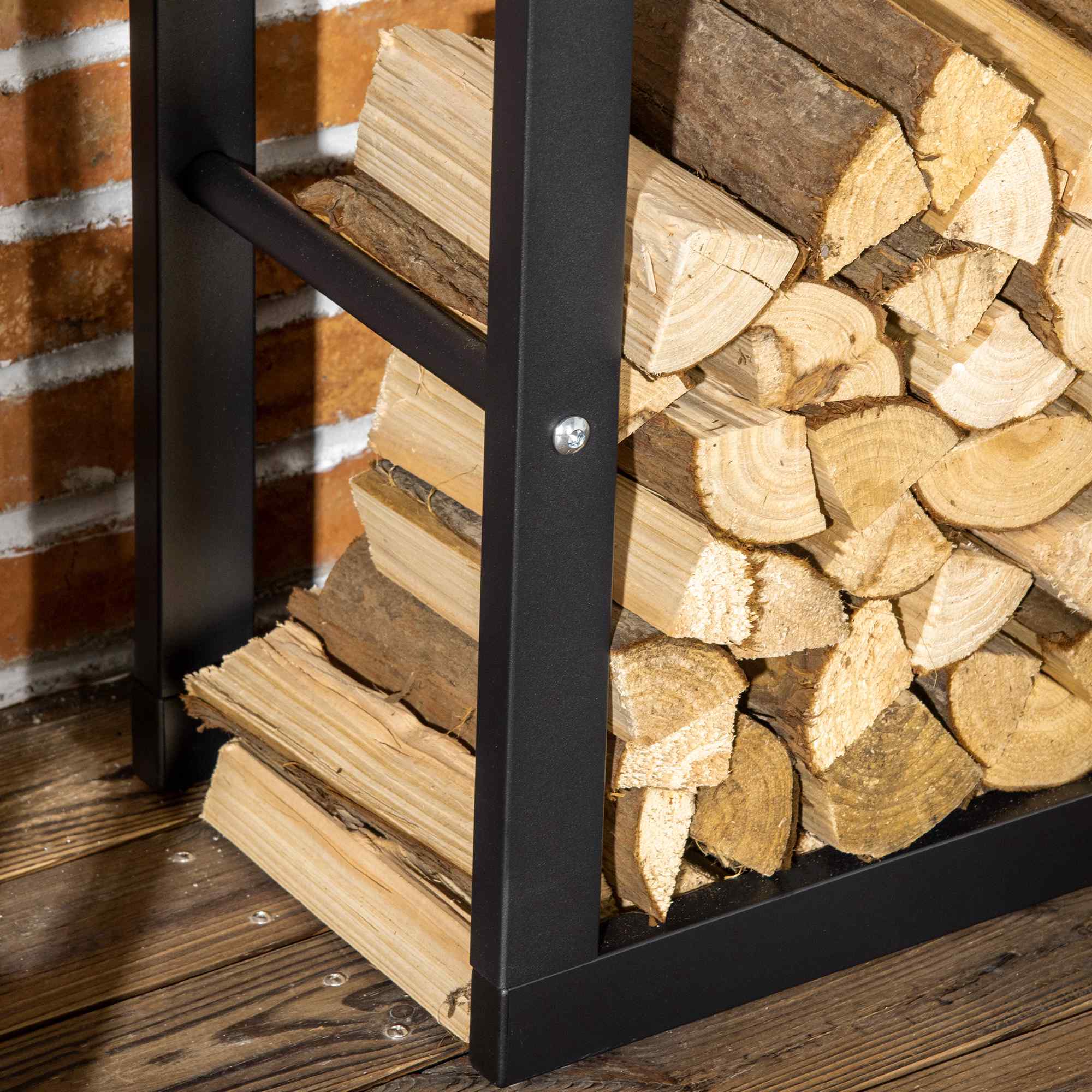 Firewood Rack Log Holder Fireplace Storage Rack with Handles and 220 lbs. Weight Capacity, 23.6