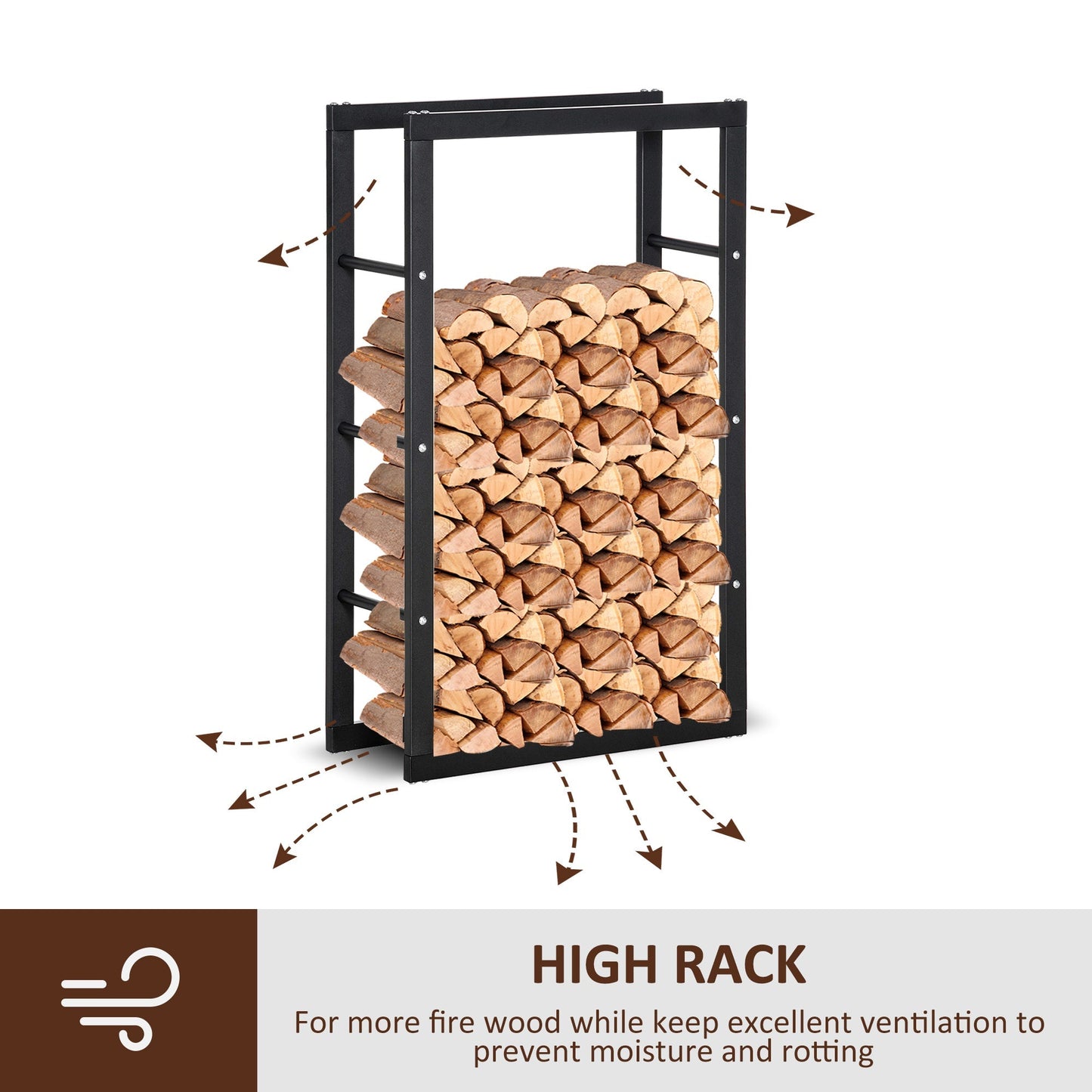 Firewood Rack Log Holder Fireplace Storage Rack with Handles and 220 lbs. Weight Capacity, 23.6" x 9.8" x 39.4", Black Firewood Racks   at Gallery Canada