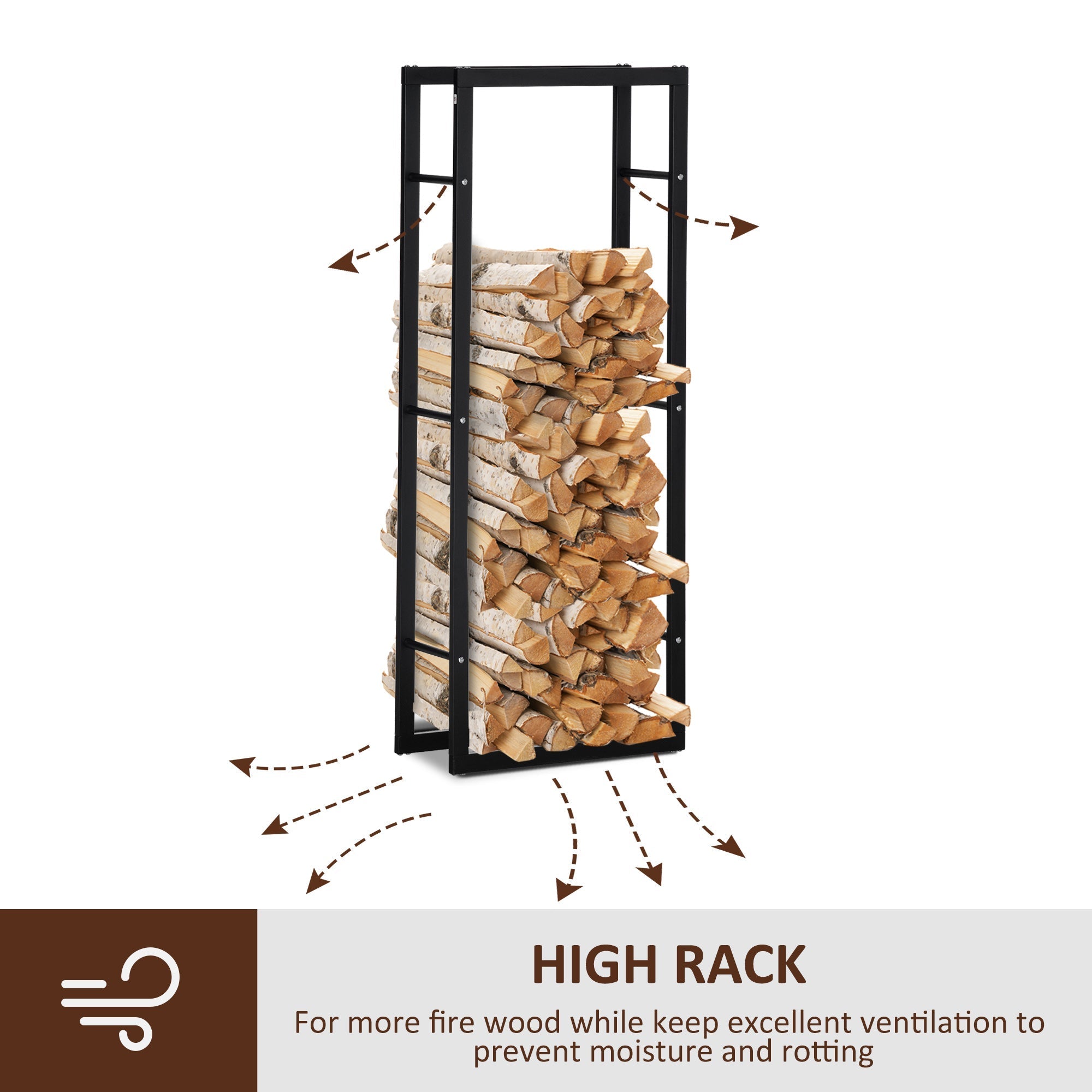 Firewood Rack Log Holder Fireplace Storage Rack with Handles and 220 lbs. Weight Capacity, 23.6