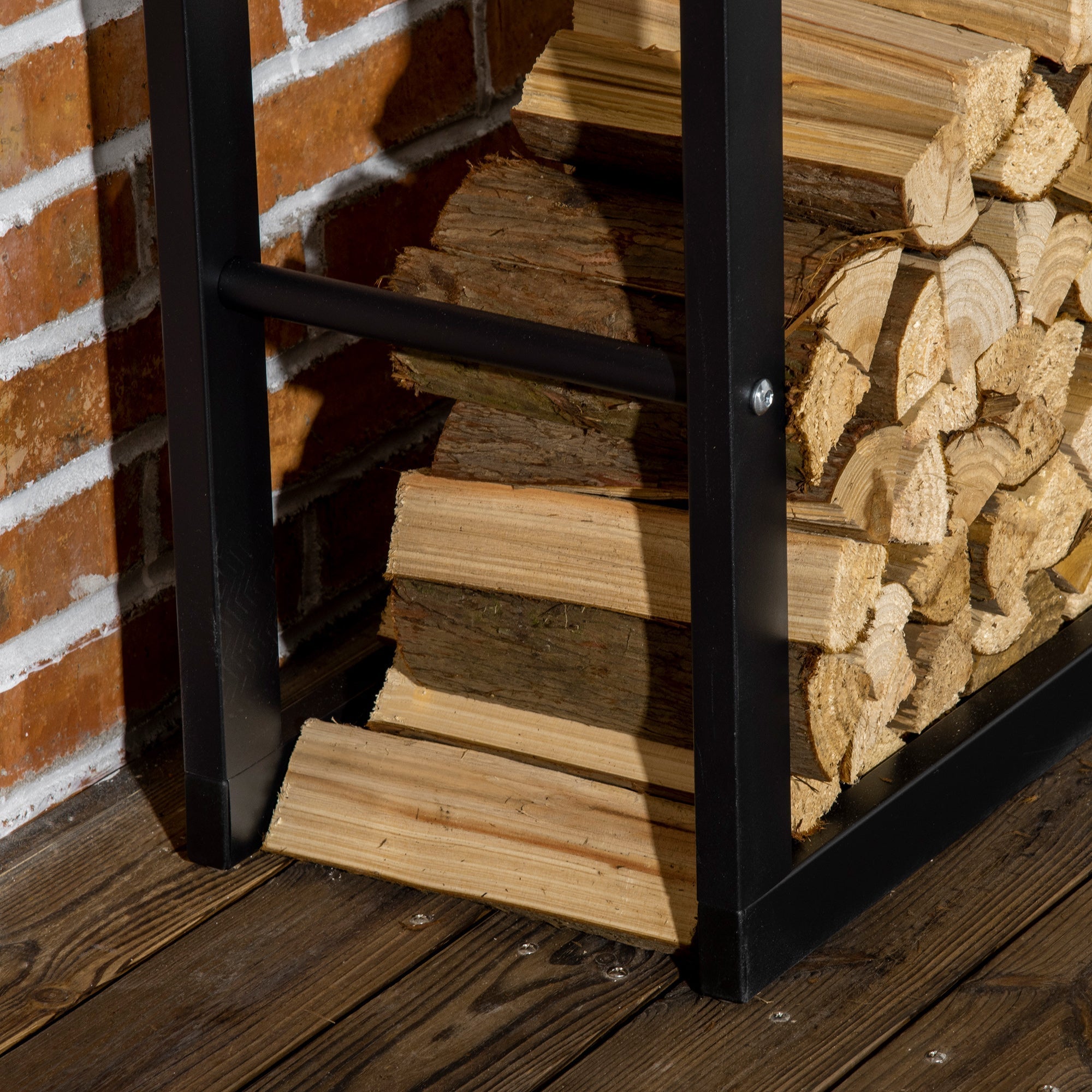 Firewood Rack Log Holder Fireplace Storage Rack with Handles and 220 lbs. Weight Capacity, 23.6