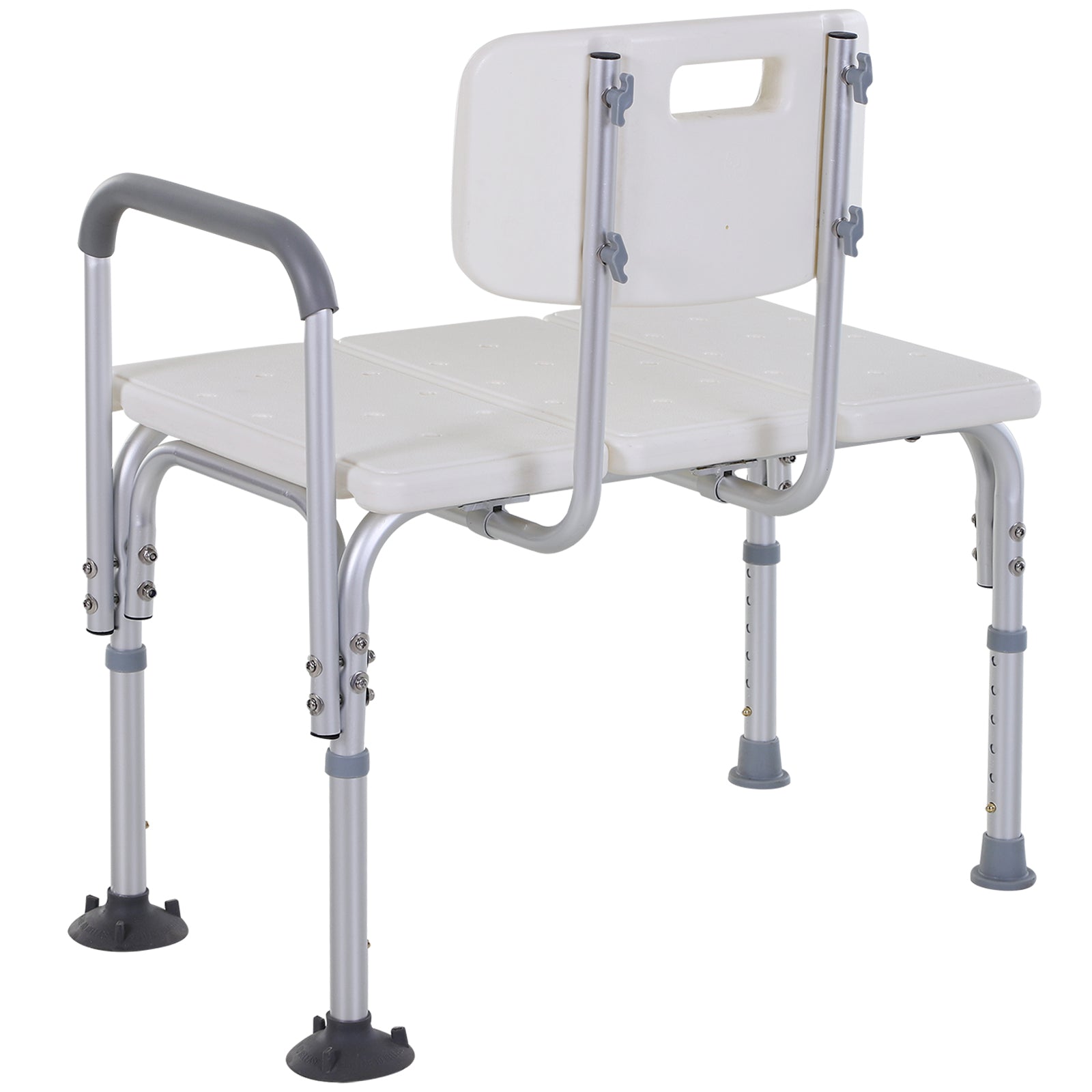 6-Level Adjustable Bath and Shower Transfer Bench Aluminum Chair with Non-Slip Feet, Armrest &; Backrest White Bath Chairs at Gallery Canada