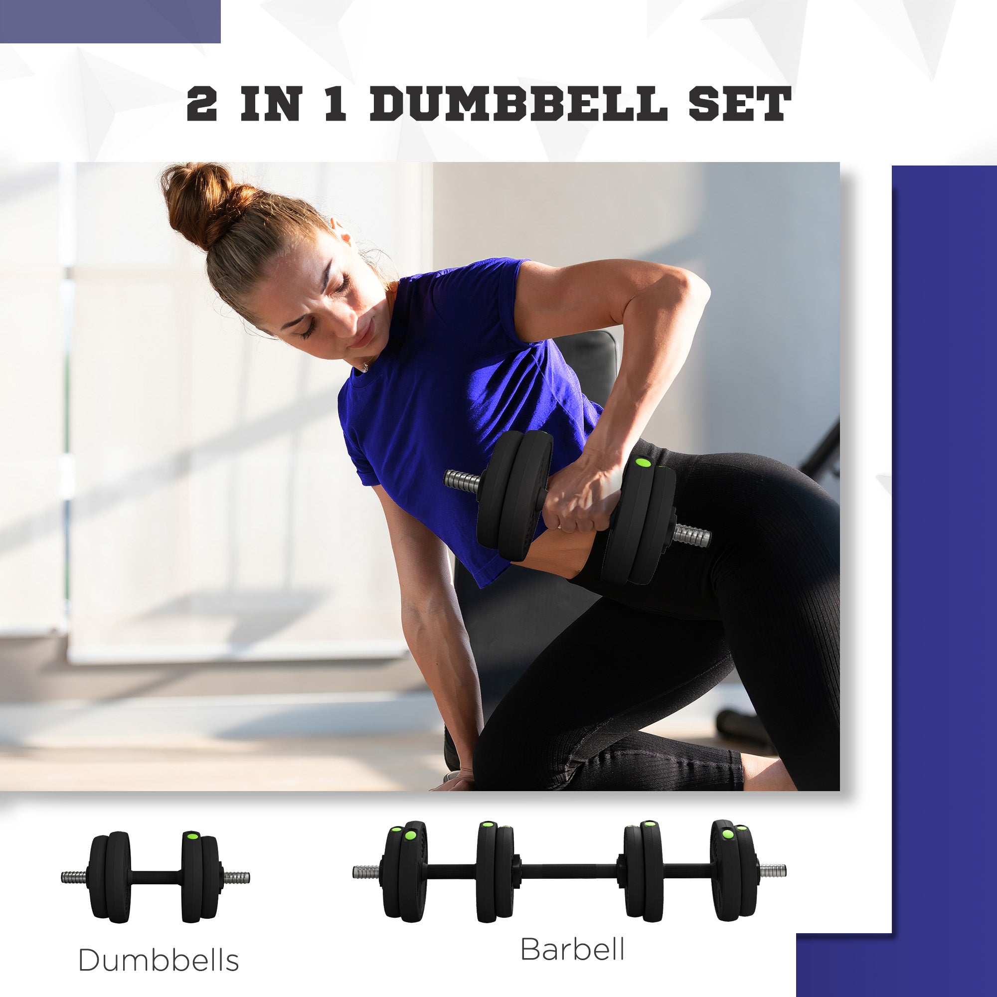 33LBS 2-in-1 Adjustable Barbell &; Dumbbells Set, Weights Set with Non-slip Handles for Men and Women Home Gym Training Dumbbells & Barbells at Gallery Canada