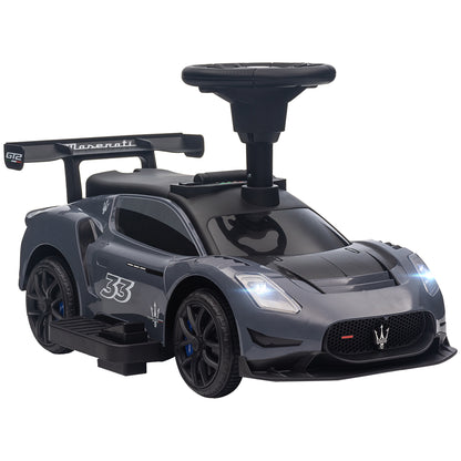 6V Maserati GT2 Licensed Electric Car for Kids, Ride on Car with Under Seat Storage, LED Headlights Music, Grey Electric Toy Cars   at Gallery Canada