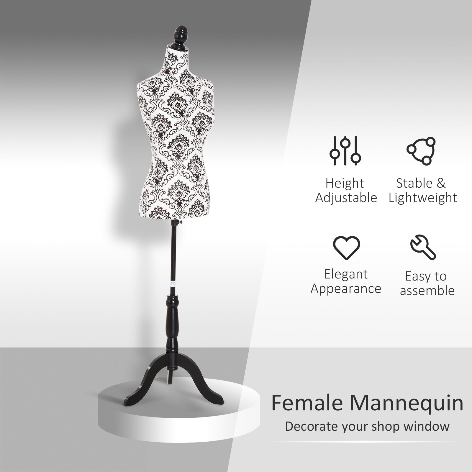 Adjustable Female Dress Form Fashion Mannequin Torso Clothes Display Dressmaker Stand with Base Dress Form & Mannequins   at Gallery Canada