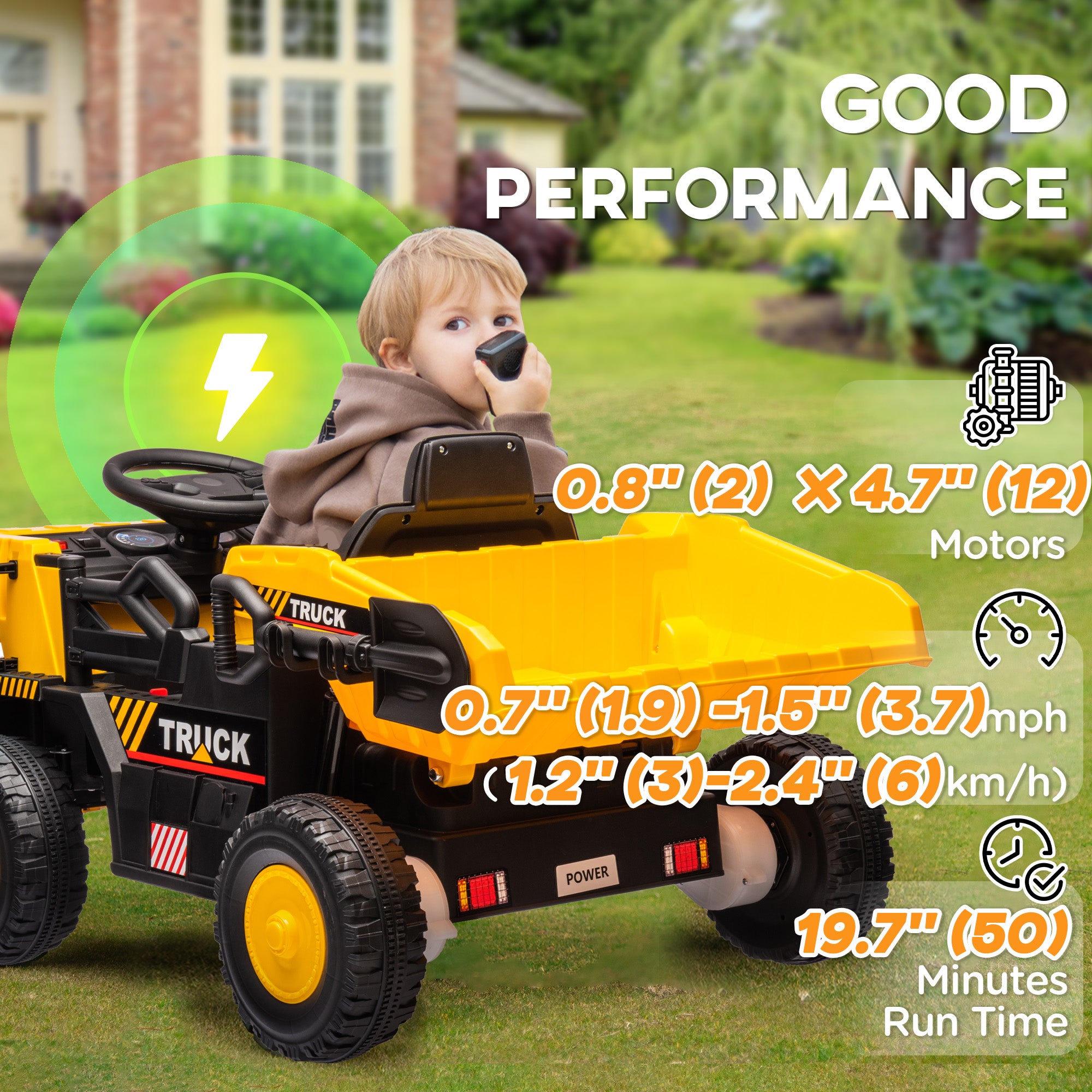 12V Kids Ride On Dump Truck Construction Vehicle w/ Electric Dump Bed, Shovel, Spring Suspension Wheels Kids Ride On Excavators at Gallery Canada