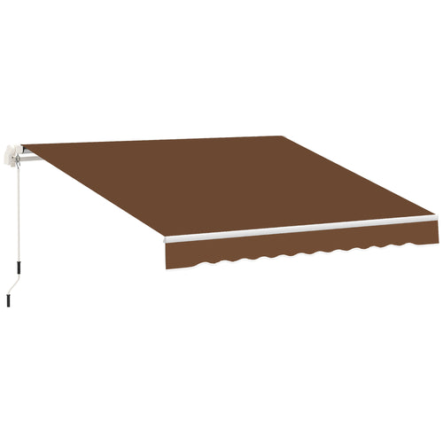 10' x 8' Manual Retractable Awning, Sun Shade Shelter Canopy, with Aluminum Frame and UV Protection for Patio Deck Yard Window Door, Coffee