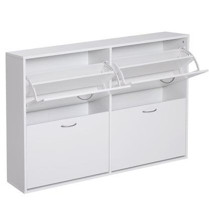 Flip Down Shoe Rack, Multi Cabinet, Wooden Shoe Shelf, Entryway, 4 Drawer Organizer, Freestanding Unit, White Shoe Storage Cabinets & Racks White  at Gallery Canada