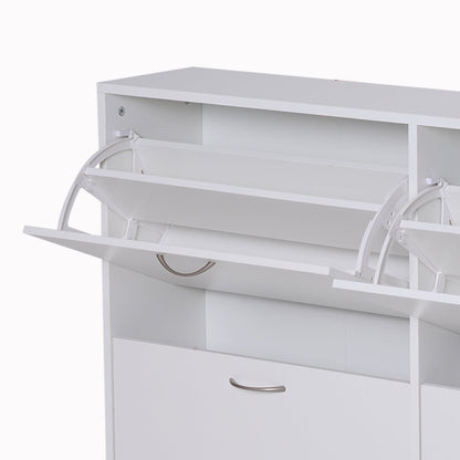 Flip Down Shoe Rack, Multi Cabinet, Wooden Shoe Shelf, Entryway, 4 Drawer Organizer, Freestanding Unit, White Shoe Storage Cabinets & Racks   at Gallery Canada