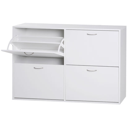 Flip Down Shoe Rack, Multi Cabinet, Wooden Shoe Shelf, Entryway, 4 Drawer Organizer, Freestanding Unit, White Shoe Storage Cabinets & Racks   at Gallery Canada