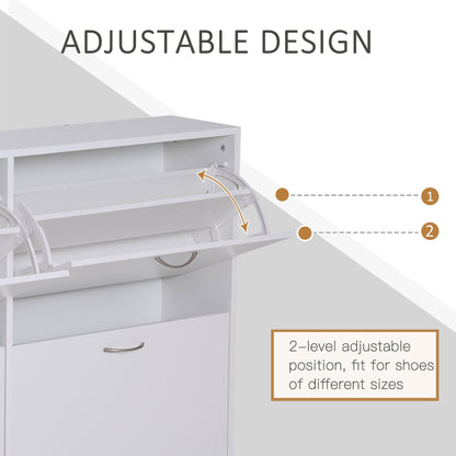 Flip Down Shoe Rack, Multi Cabinet, Wooden Shoe Shelf, Entryway, 4 Drawer Organizer, Freestanding Unit, White Shoe Storage Cabinets & Racks   at Gallery Canada