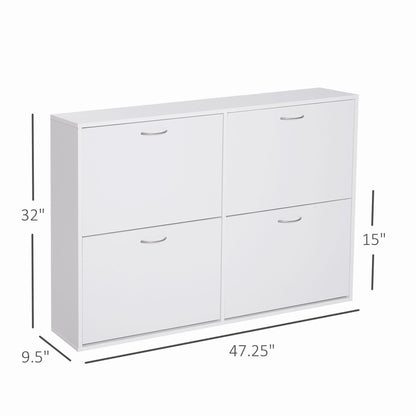 Flip Down Shoe Rack, Multi Cabinet, Wooden Shoe Shelf, Entryway, 4 Drawer Organizer, Freestanding Unit, White Shoe Storage Cabinets & Racks   at Gallery Canada