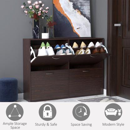 Flip Down Shoe Storage, Multi Cabinet, Wooden Shoe Rack, Entryway Shelf, 4 Drawer Organizer, Freestanding Unit, Brown Shoe Storage Cabinets & Racks   at Gallery Canada