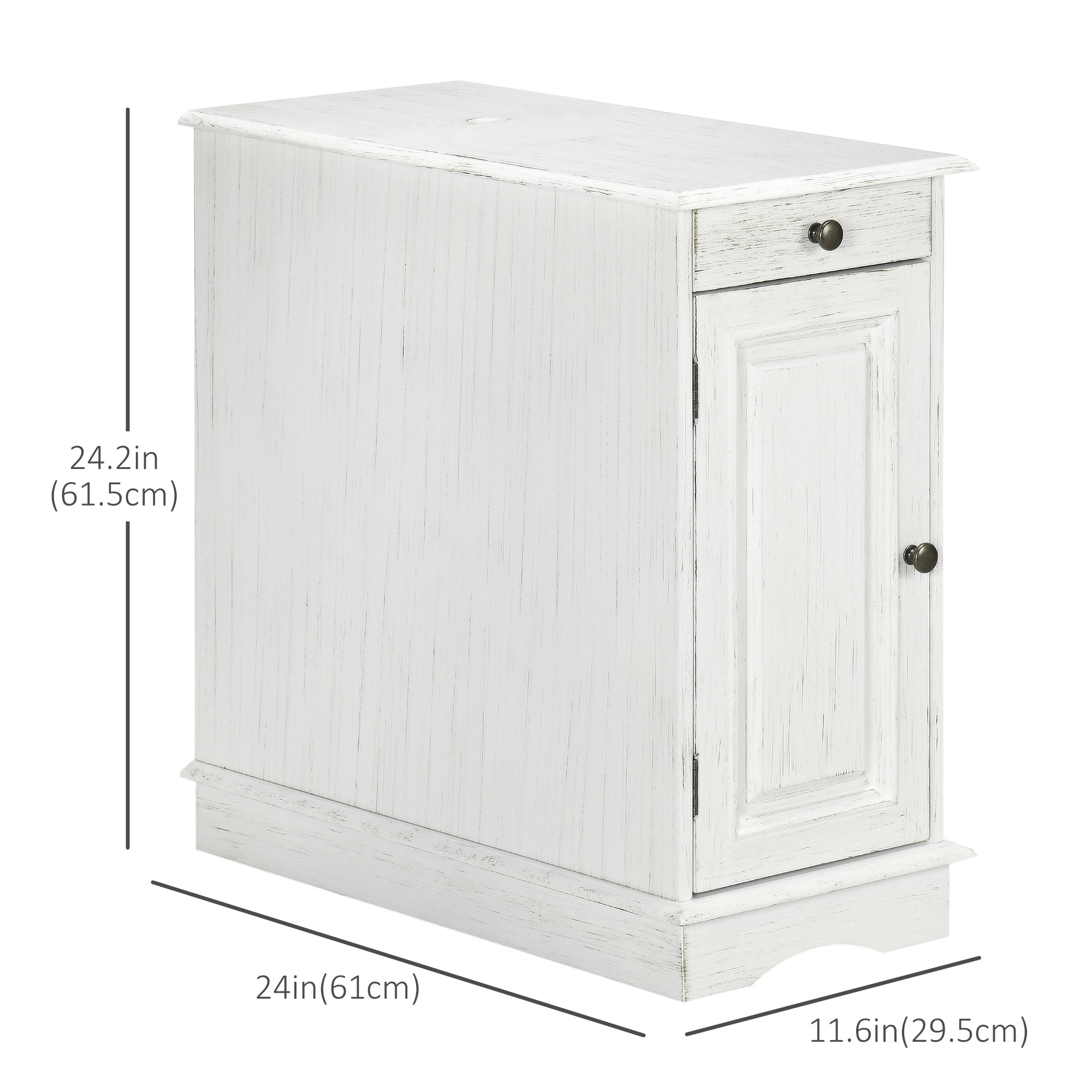 Flip Top End Side Table with Storage Drawer and Cabinet, 11.5