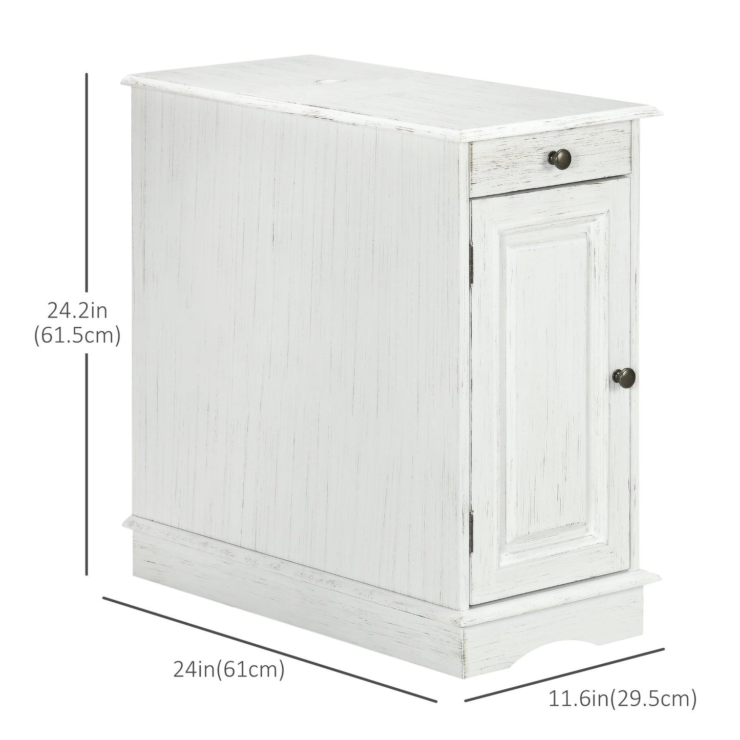 Flip Top End Side Table with Storage Drawer and Cabinet, 11.5" x 24" x 24.25", White Side Tables   at Gallery Canada