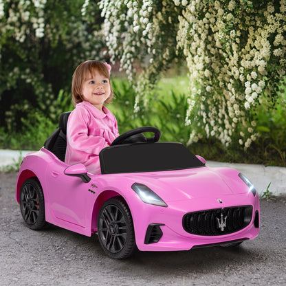 12V Maserati Gran Turismo Licensed Kids Electric Car w/ Remote Control, Soft Start, LED Lights, Music, Horn, MP3, Pink Electric Toy Cars   at Gallery Canada