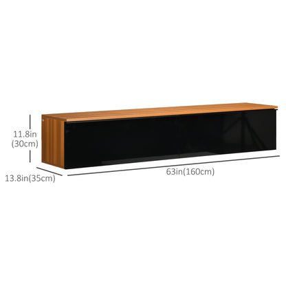 High Gloss Floating TV Stand for 70" TVs, Wall Mounted Media Console, Brown/Black TV Stands   at Gallery Canada