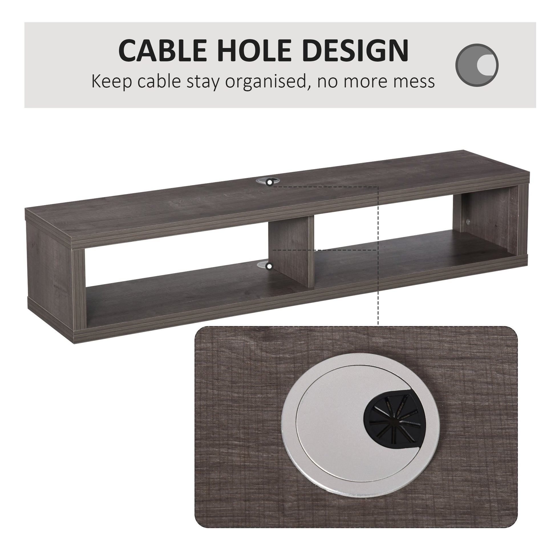 Wall Mounted Floating TV Stand Shelf for 50" TVs with Storage, Dark Grey TV Stands   at Gallery Canada