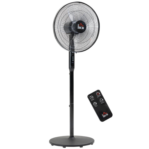 Floor Standing Fan with Remote Control, Oscillating, LED Screen, Stand Up Cooling Fan, Tall Pedestal Electric Fan for Home Bedroom, Black