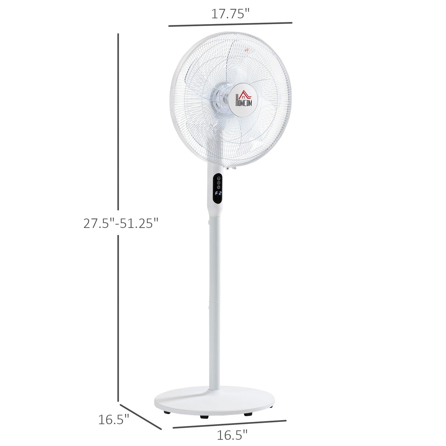 Floor Standing Fan with Remote Control, Oscillating, LED Screen, Stand Up Cooling Fan, Tall Pedestal Electric Fan for Home Bedroom, White Stand Fans White  at Gallery Canada