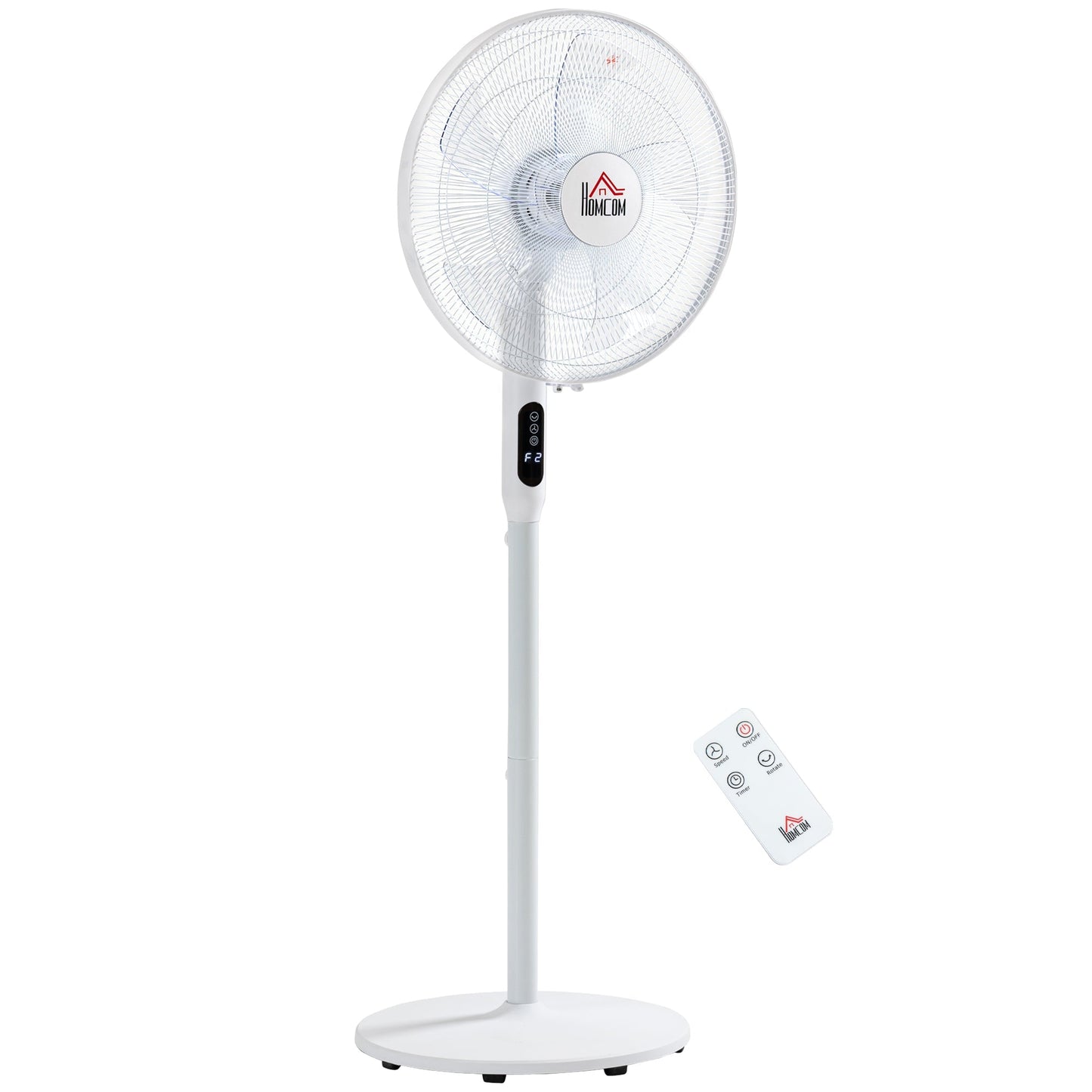 Floor Standing Fan with Remote Control, Oscillating, LED Screen, Stand Up Cooling Fan, Tall Pedestal Electric Fan for Home Bedroom, White Stand Fans   at Gallery Canada