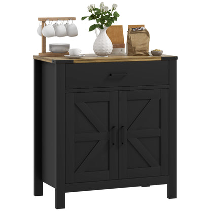 Farmhouse Buffet Cabinet Sideboard with 1 Drawer, 1 Storage Cabinet and Adjustable Shelf, Black Bar Cabinets   at Gallery Canada