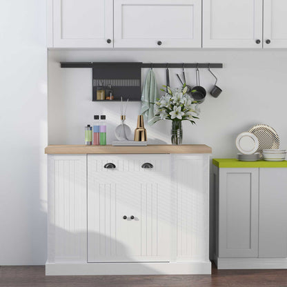 Fluted-Style Wooden Kitchen Island with Storage Cabinet and Drawer, Butcher Block Island for Dining Room, White Kitchen Pantry Cabinets   at Gallery Canada