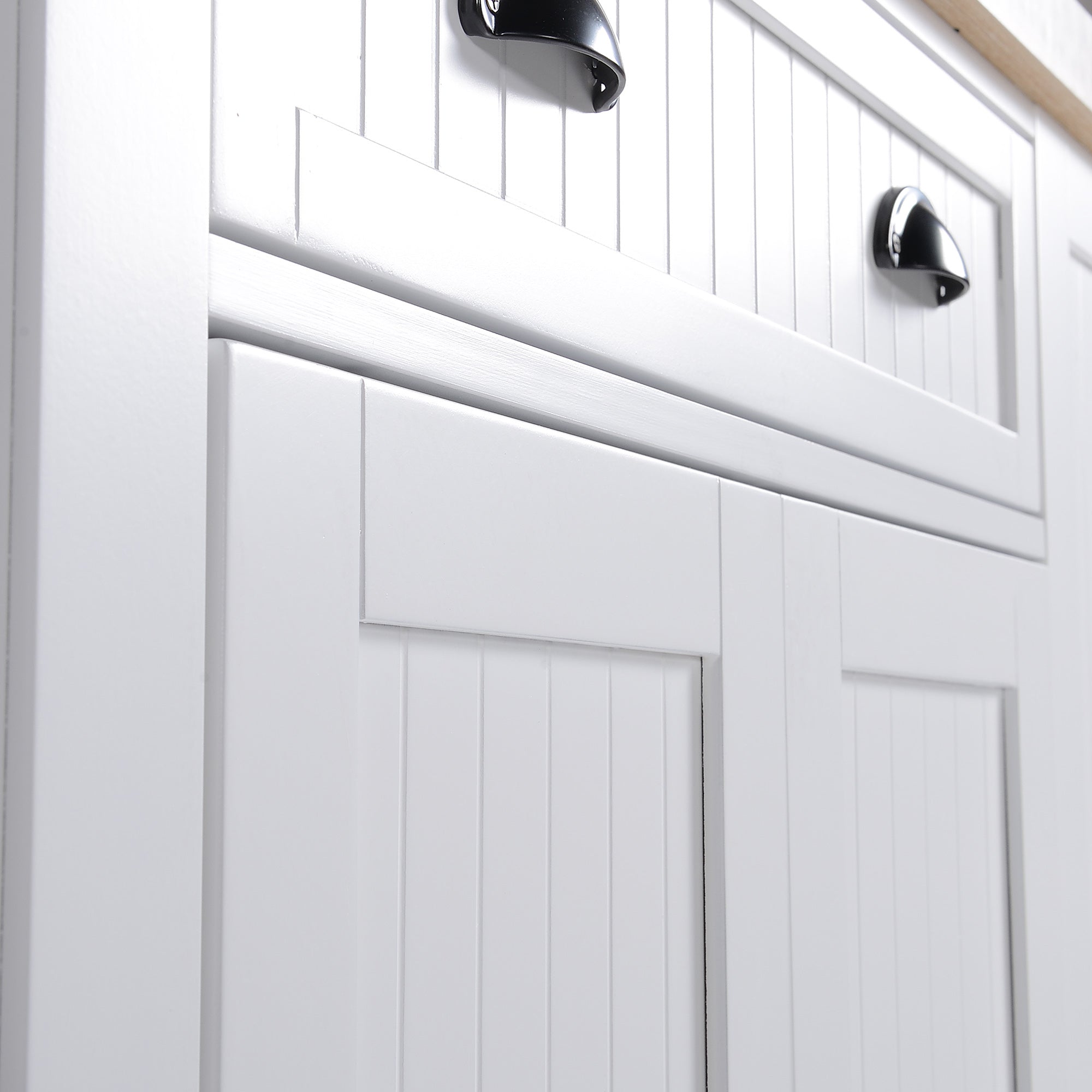 Fluted-Style Wooden Kitchen Island with Storage Cabinet and Drawer, Butcher Block Island for Dining Room, White Kitchen Pantry Cabinets   at Gallery Canada