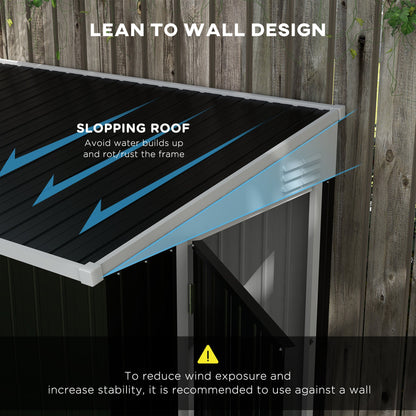4' x 6' Garden Storage Shed Lean to Shed Outdoor Metal Tool House with Lockable Door and Air Vents for Patio, Lawn Sheds   at Gallery Canada