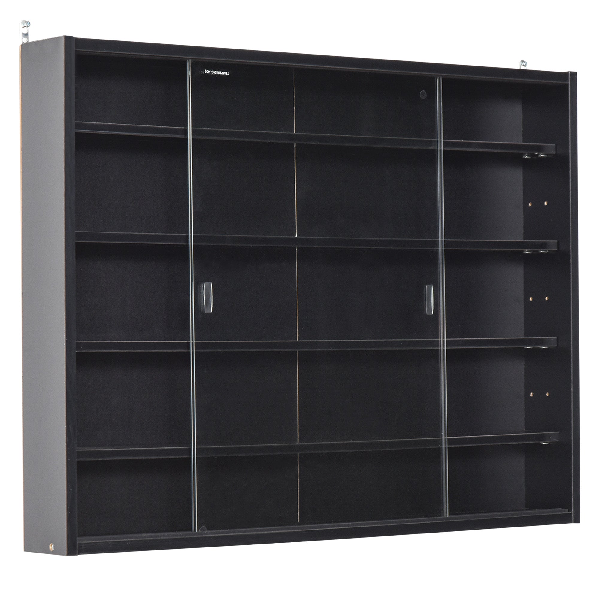 5-Storey Wall Shelf Display Cabinet, Shot Glass Display Case, Glass Curio Cabinet with 2 Glass Doors and 4 Adjustable Shelves, Black Display Bookshelves Black  at Gallery Canada