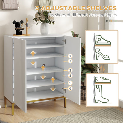 Narrow Shoe Storage Cabinet with Adjustable Shelves and Soft-Close Hinges, for 15-20 Pairs of Shoes, White Shoe Storage Cabinets & Racks   at Gallery Canada