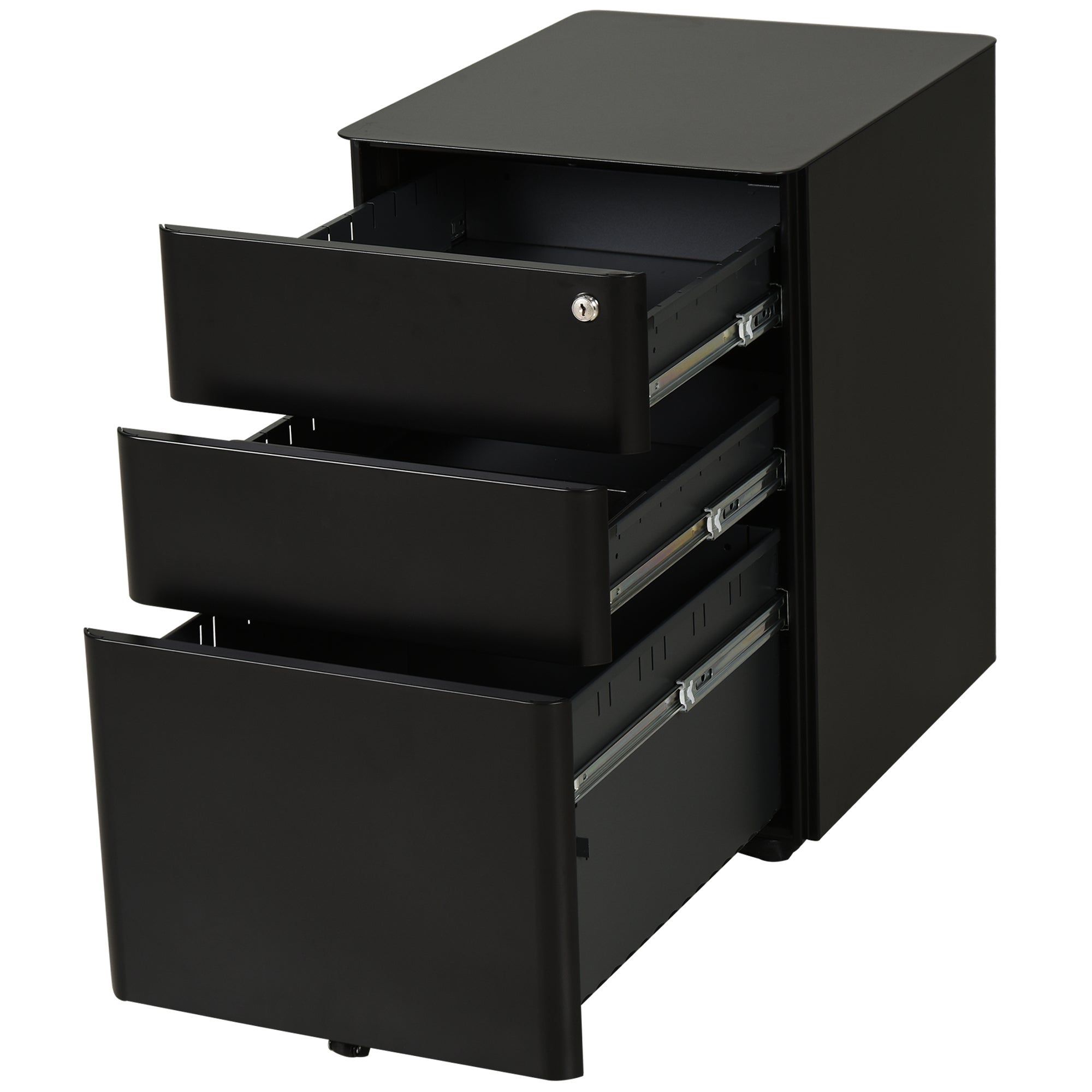 Metal Filing Cabinet 3 Drawer, Mobile Office Cabinet with Wheels for Legal, Letter, A4 File, Black Office Cabinets & Cupboards at Gallery Canada