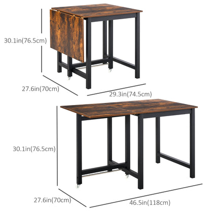 Foldable Dining Table Drop Leaf Folding Side Console Writing Desk for Kitchen, Dining Room, Rustic Brown Bar Tables & Dining Tables Rustic Brown  at Gallery Canada