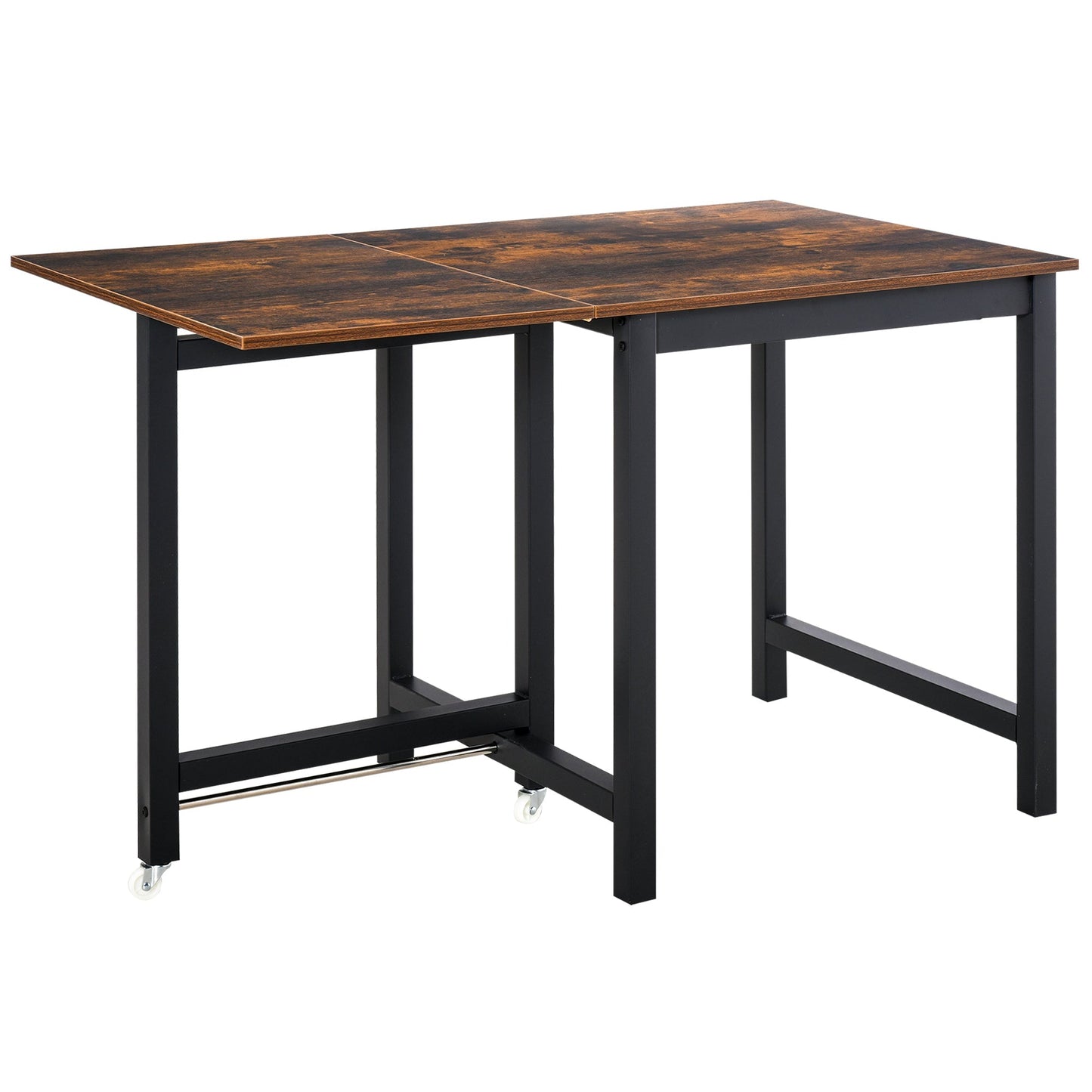 Foldable Dining Table Drop Leaf Folding Side Console Writing Desk for Kitchen, Dining Room, Rustic Brown Bar Tables & Dining Tables   at Gallery Canada