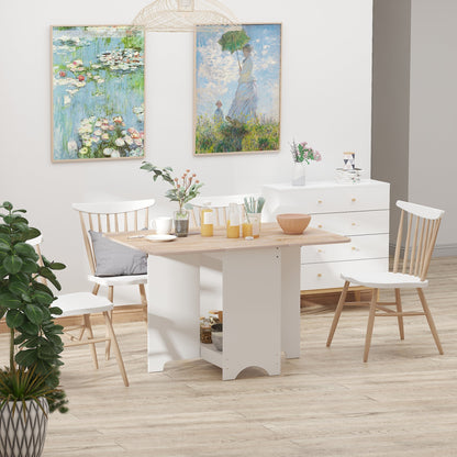 Foldable Dining Table, Folding Table with Storage Shelf, Drop-Leaf Kitchen Table for Dining Room, Oak Bar Tables & Dining Tables   at Gallery Canada