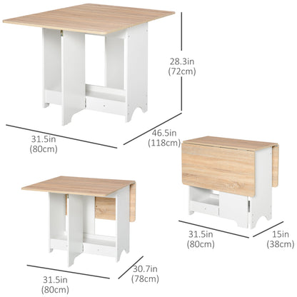 Foldable Dining Table, Folding Table with Storage Shelf, Drop-Leaf Kitchen Table for Dining Room, Oak Bar Tables & Dining Tables   at Gallery Canada