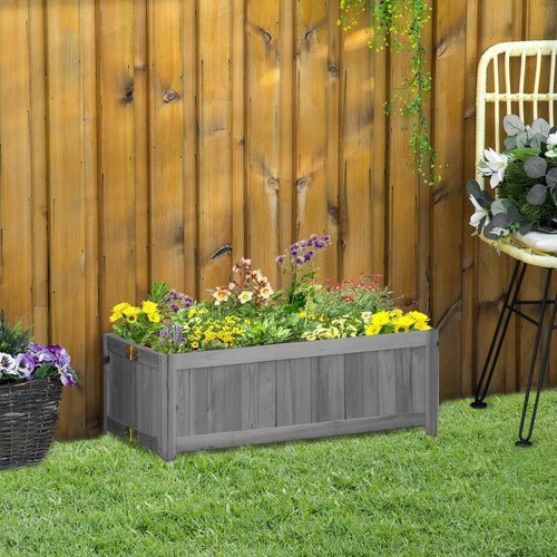 Foldable Elevated Planter Box, Wooden Raised Garden Bed for Backyard, Patio to Grow Vegetables, Herbs, Flowers, Grey